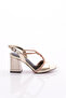 Women's Strappy Silver Stone Twist Accessory Heeled Sandals Gold Opening 91921033