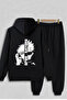 Jujutsu Kaisen Gojo Satoru Anime Patterned Black Hooded Sweatshirt - Oversize Tracksuit