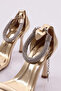 Women's Single Stripe Ankle Strap Heeled Shoes Gold Metallic 571821085 - 4