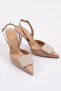 Women's Square Stone-Embellished Heeled Shoes Beige 61782859 - 2