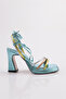 Women's Flat Toe Thick Heeled Sandals Baby Blue Multi 8946535