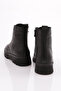 Women's Rubber Detailed Ankle Boots Black Leather 48633217 - 3