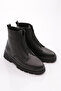 Women's Rubber Detailed Ankle Boots Black Leather 48633217 - 2