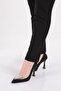 Black Striped Women's Heeled Shoes - 101393236 - 5
