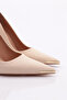 Beige Satin Women's Heeled Shoes - 32113568 - 4