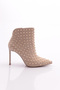 5274 Women's Metal Thorn Patterned Heeled Boots Beige Suede