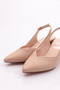 Women's Open Back Pointed Toe Heeled Shoes Nude Nude Patent Leather 217112621 - 4