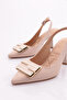 4149 Women's Square Buckle Heeled Shoes - 4