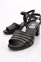 Black Genuine Leather Women's Heeled Sandals - 26193294 - 4