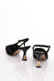 Women's Back-Tie Heeled Shoes Black Scuba 353223539 - 3