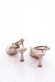 Women's Back Tie Heeled Shoes Rose Crocodile 10273534 - 3