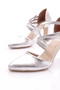 Women's Thick Heeled Ankle Belt Heeled Shoes Silver Metallic 42933910 - 4