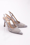 Women's Back-Tie Heeled Evening Dress Shoes Silver Satin 7815535 - 2