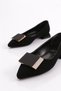 Women's Square Buckle Ballerinas Black Velvet 39222534 - 4