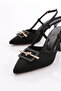 Women's Back-Tie Heeled Shoes Black Scuba 353223539 - 4