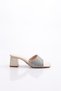 Women's Gold Metallic Heeled Stone Tussle Slippers 2121452621