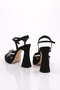 Women's Thick Heeled Evening Dress Shoes Black Nubuck Platinum Stone 71153564 - 3