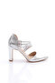 Women's Thick Heeled Ankle Belt Heeled Shoes Silver Metallic 42933910