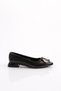 Women's Round Buckle Ballerinas Black Patent Leather 39212534