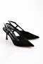 Women's Back-Tie Heeled Shoes Black Imported 81123564 - 2