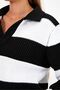 Women's Striped Striped Comfort V Polo Neck Knitwear - 4