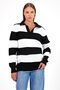 Women's Striped Striped Comfort V Polo Neck Knitwear - 3