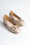 Women's Buckle Beige Patent Leather Low Heel Shoes with Soft Pet Inside Daily - 4