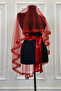 Red Sequin Sequin and Pearl Bridal Veil Set, Henna Night Veil Alı Cover 6 Pieces - 3