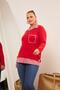 Plaid Plus Size Red Shirt Blouse with Pocket Detail - 4