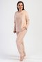 Women's Plus Size Velvet Long Sleeve Beige Pajamas Suit C9T8N0O304