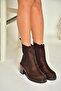 T 726981602   Brown Suede Elastic Thick Heeled Women's Boots - 4
