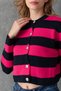 Women's Crew Neck Silver Button Detailed Knitwear Crop Cardigan - 3