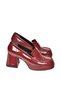 T 569013708   Burgundy Patent Leather Thick Heeled Women's Shoes - 8