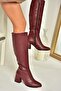 J 848300109   Burgundy Thick Heeled Women's Boots - 3