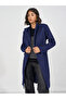 Regular Fit Double Breasted Belted Wool Like Coat - 6