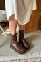 Drok Bitter Brown Leather Women's Boots with Zipper Detail