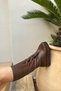 Dunca Bitter Brown Stretch Zipper Detailed Women's Boots - 2