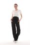 Maternity Stretchy Tummy Banded Waist Adjustable Wide Leg Gabardine Pants Black - 3