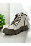 Women's Boots Microfiber Leather Orthopedic Crepe Sole Elastic Ankle Boots Beige Color - 6
