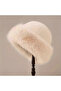 Beige Faux Fur Plush Heart Women's Hat - 5