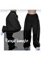 BLACK Elastic Waist Striped Parachute Baggy Pants - 2