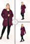 Plus Size New Season Knitted Stretch Cotton Fabric Slit Double Pocket Comfort Model Cardigan - 2
