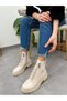 Beige Leather (Sera) Zipper Detail Women's Boots - 3