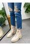Beige Leather (Sera) Zipper Detail Women's Boots - 7