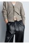 Leather look elastic waist pants - 6