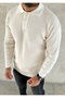 Ecru 3 Button Thessaloniki Knitted Sweater - 4