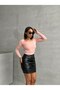 Women's Blouse - Deep Pool Neckline - Long Sleeves - Side Gathering - Square Neck Sandy Crop Blouse - 5