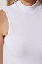 Turtleneck Sleeveless Knitted Blouse White Lgt0007 - 5