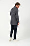 Men's Slim Fit Navy Blue and White Stamp Coat - 7