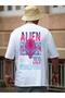 White Alien Back Printed Unisex Oversize T-Shirt